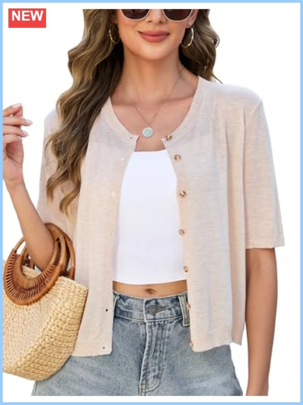 Wool Blend Short Sleeve Button Down Cardigan Lightweight Business Casual Sweater